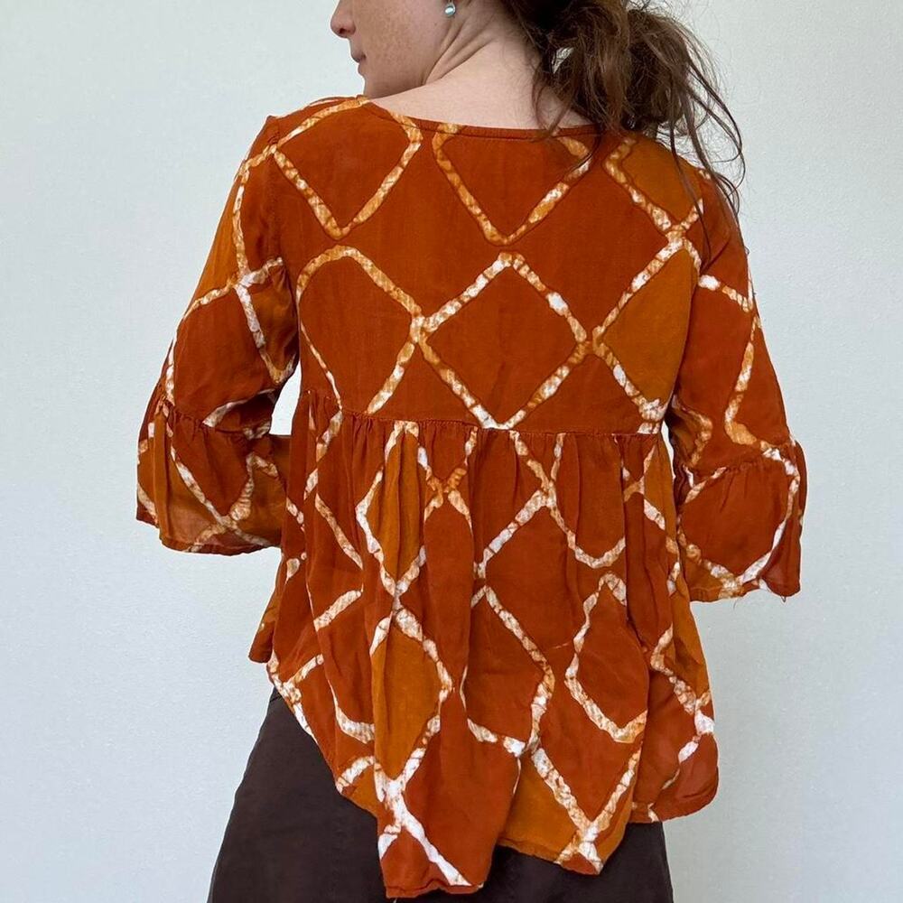 Supedry rust tie dye boho blouse - Picture 2 of 7